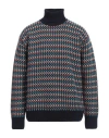 Doppiaa Aamintore Wool Turtleneck With Geometric Pattern In Navy Blue