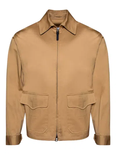 Doppiaa Patch-pocket Zip-up Jacket In Brown