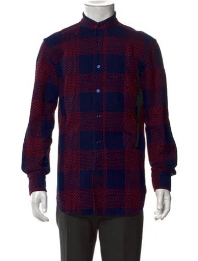 Pre-owned Doppiaa Plaid Print Long Sleeve Dress Shirt In Blue