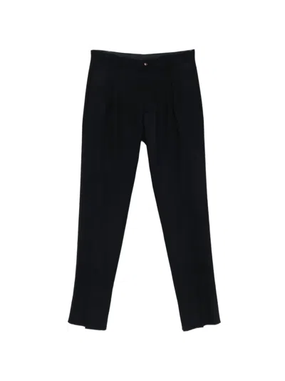 Doppiaa Pleated Straight-leg Trousers In Blue