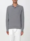 Doppiaa Indigo Blue Striped Long Sleeve Polo With Ribbed Cuffs And Collar