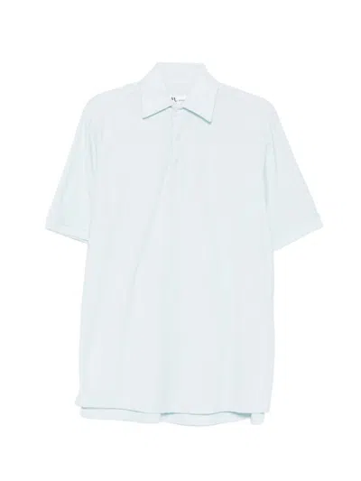 Doppiaa Polo-style White Soft Collar Shirt In Blue