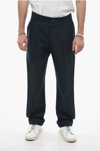 Doppiaa Single-pleated Antioco Flax Blend Trousers In Multi