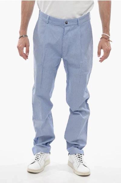 Doppiaa Single-pleated Antioco Pinstriped Pants In Blue