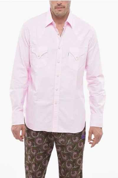 Doppiaa Standard Collar Ariosto Western Shirt In Pink