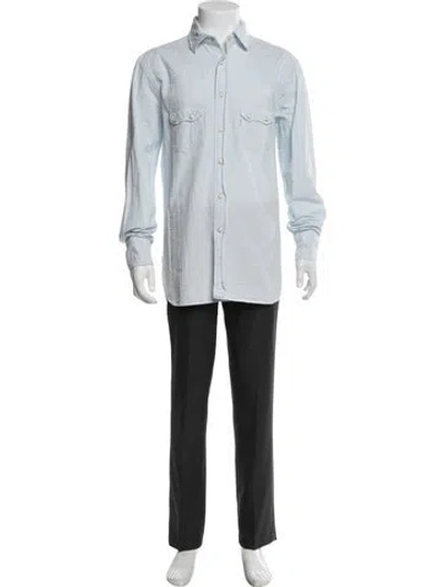 Pre-owned Doppiaa Striped Long Sleeve Shirt In Blue