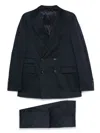 Doppiaa Tailored Navy Blue Double-breasted Blazer With Straight-cut Trousers