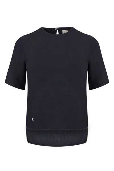 Dor Raw Luxury Women's Blue A Walk In Sintra Linen Blouse - Navy