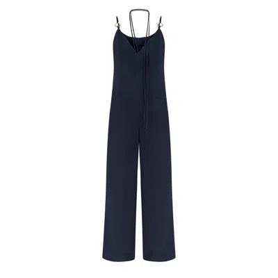 Dor Raw Luxury Women's Blue About Time Linen Jumpsuit - Navy