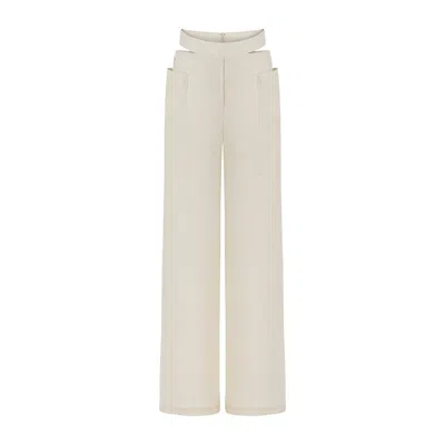 Dor Raw Luxury Women's Blue Say It Linen Pants - Stone Beige