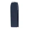 Dor Raw Luxury Women's Blue Wheel Of Fortune Linen Skirt - Navy In Blue