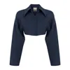 Dor Raw Luxury Women's Blue Words Linen Shirt - Navy