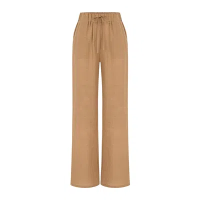 Dor Raw Luxury Women's Brown Today Linen Pants - Camel