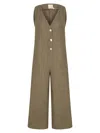 Dor Raw Luxury Women's Green By The Lake Maggiore Linen Jumpsuit - Taupe