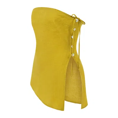 Dor Raw Luxury Women's Green Nothing New Under The Sun Linen Blouse - Olivine