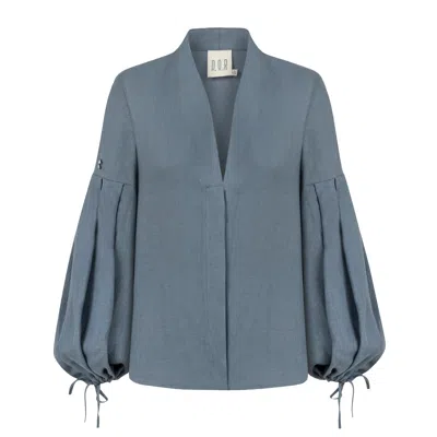 Dor Raw Luxury Women's Grey The Present Linen Shirt - Slate Gray