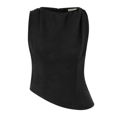 Dor Raw Luxury Women's In Retrospect Linen Blouse - Black