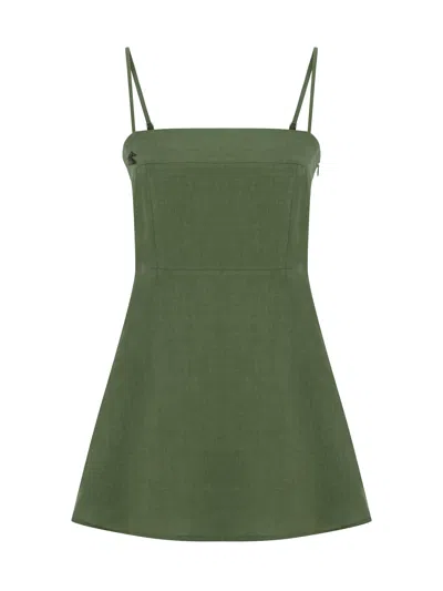 Dor Raw Luxury Women's Long Story Short Linen Mini Dress - Green