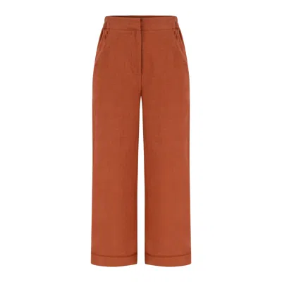 Dor Raw Luxury Women's Neutrals A Long Walk Linen Pants -  Terracotta