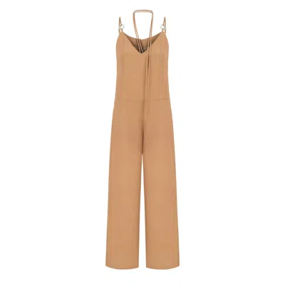 Dor Raw Luxury Women's Neutrals / Brown About Time Linen Jumpsuit - Camel