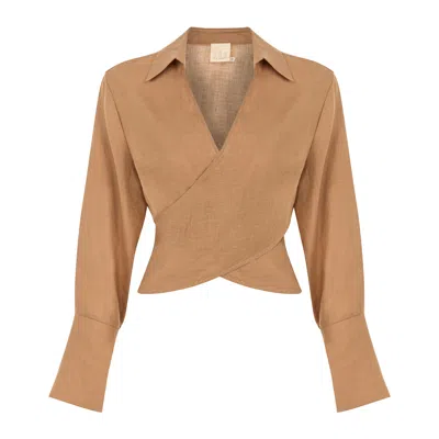 Dor Raw Luxury Women's Neutrals / Brown Hands Of Time Linen Shirt - Camel