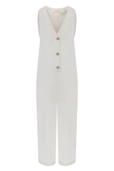 Dor Raw Luxury Women's Neutrals By The Lake Maggiore Linen Jumpsuit - Ecru