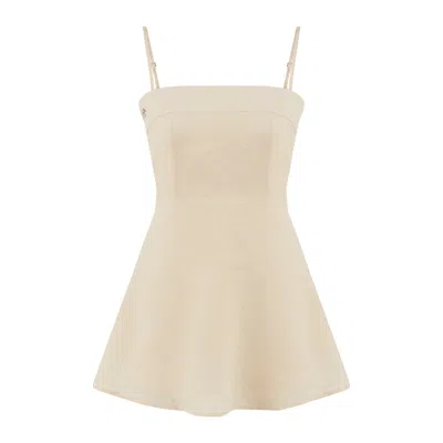 Dor Raw Luxury Women's Neutrals Long Story Short Linen Mini Dress - Vanilla