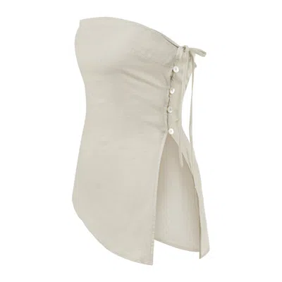 Dor Raw Luxury Women's Neutrals Nothing New Under The Sun Linen Blouse - Stone Beige