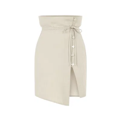 Dor Raw Luxury Women's Neutrals Pure Luck Linen Skirt - Stone Beige In Sand