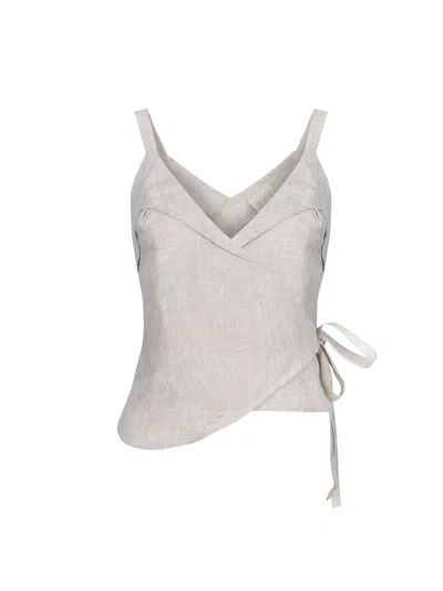 Dor Raw Luxury Women's Neutrals The Early Morning Rituals Linen Blouse - Oatmeal