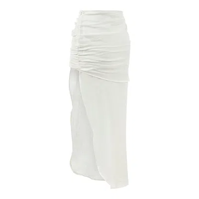 Dor Raw Luxury Women's Neutrals The Paper Linen Skirt - Ecru