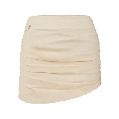 Dor Raw Luxury Women's Neutrals The Parchment Linen Skirt - Vanilla
