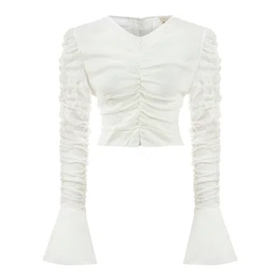 Dor Raw Luxury Women's Neutrals The Pen Linen Blouse - Ecru