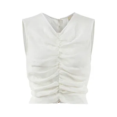 Dor Raw Luxury Women's Neutrals The Pencil Linen Blouse - Ecru