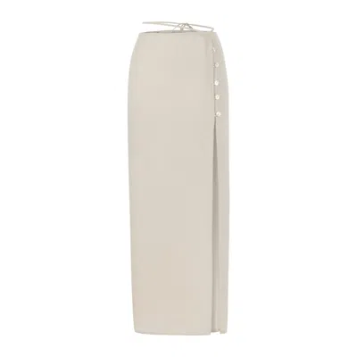 Dor Raw Luxury Women's Neutrals Wheel Of Fortune Linen Skirt - Stone Beige