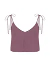 Dor Raw Luxury Women's Pink / Purple Across The River Linen Blouse - Plum