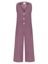 Dor Raw Luxury Women's Pink / Purple By The Lake Maggiore Linen Jumpsuit - Plum