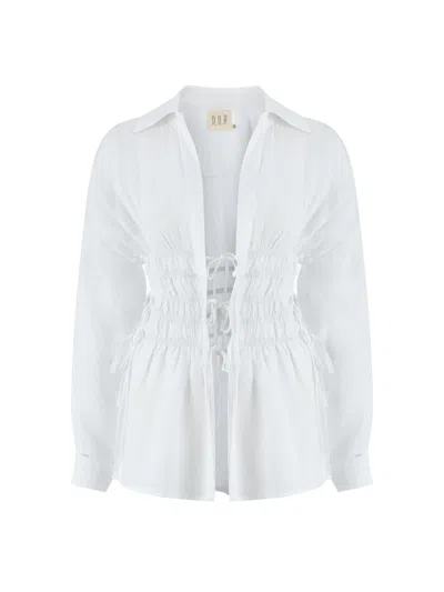 Dor Raw Luxury Women's Pink / Purple Everything's About Me Linen Shirt - White In Multi