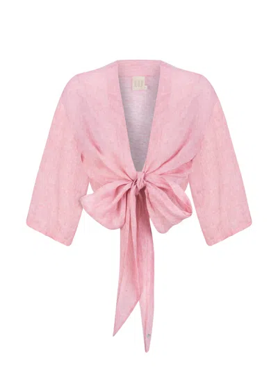 Dor Raw Luxury Women's Pink / Purple Meet Me At The Pier Linen Shirt - Pink In Multi