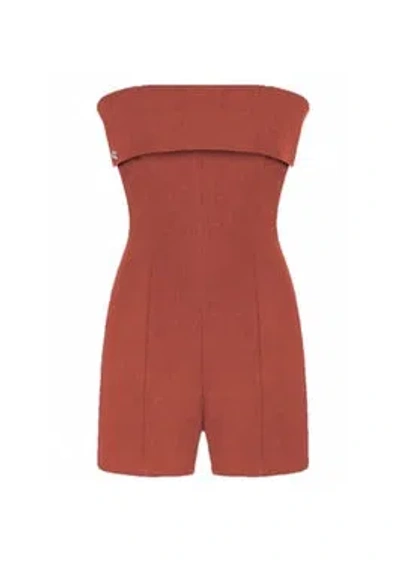 Dor Raw Luxury Women's Red The Craft Of Stories Linen Jumpsuit - Terracotta