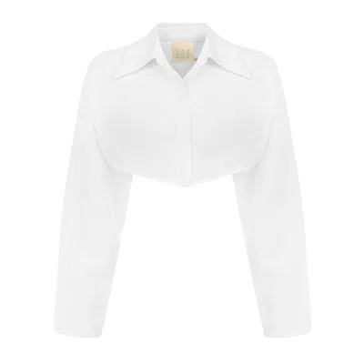 Dor Raw Luxury Women's Words Linen Shirt - White