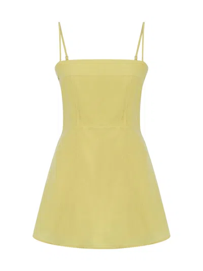 Dor Raw Luxury Women's Yellow / Orange Long Story Short Linen Mini Dress - Yellow