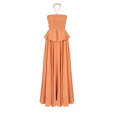 Dor Raw Luxury Women's Yellow / Orange Serendipity Linen Dress - Sunset Orange