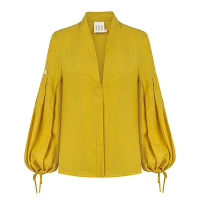 Dor Raw Luxury Women's Yellow / Orange The Present Linen Shirt - Mustard Yellow