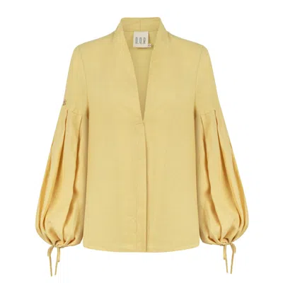 Dor Raw Luxury Women's Yellow / Orange The Present Linen Shirt - Yellow