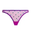 Dora Larsen Mabel Tulle Heart Embroidered Thong In Purple