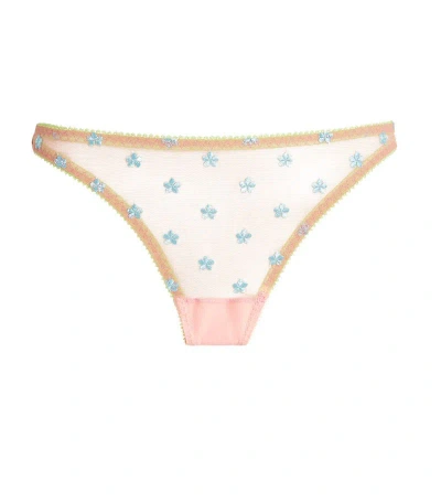 Dora Larsen Embroidered Jaime Thong In Pink