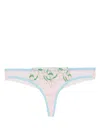Dora Larsen Rue Floral-embroidered Tulle Thong In Blue