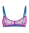 Dora Larsen Mabel Tulle Heart Embroidered Half Bralette In Purple