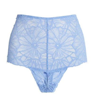 Dora Larsen Lena High-waisted Lace Briefs In Blue